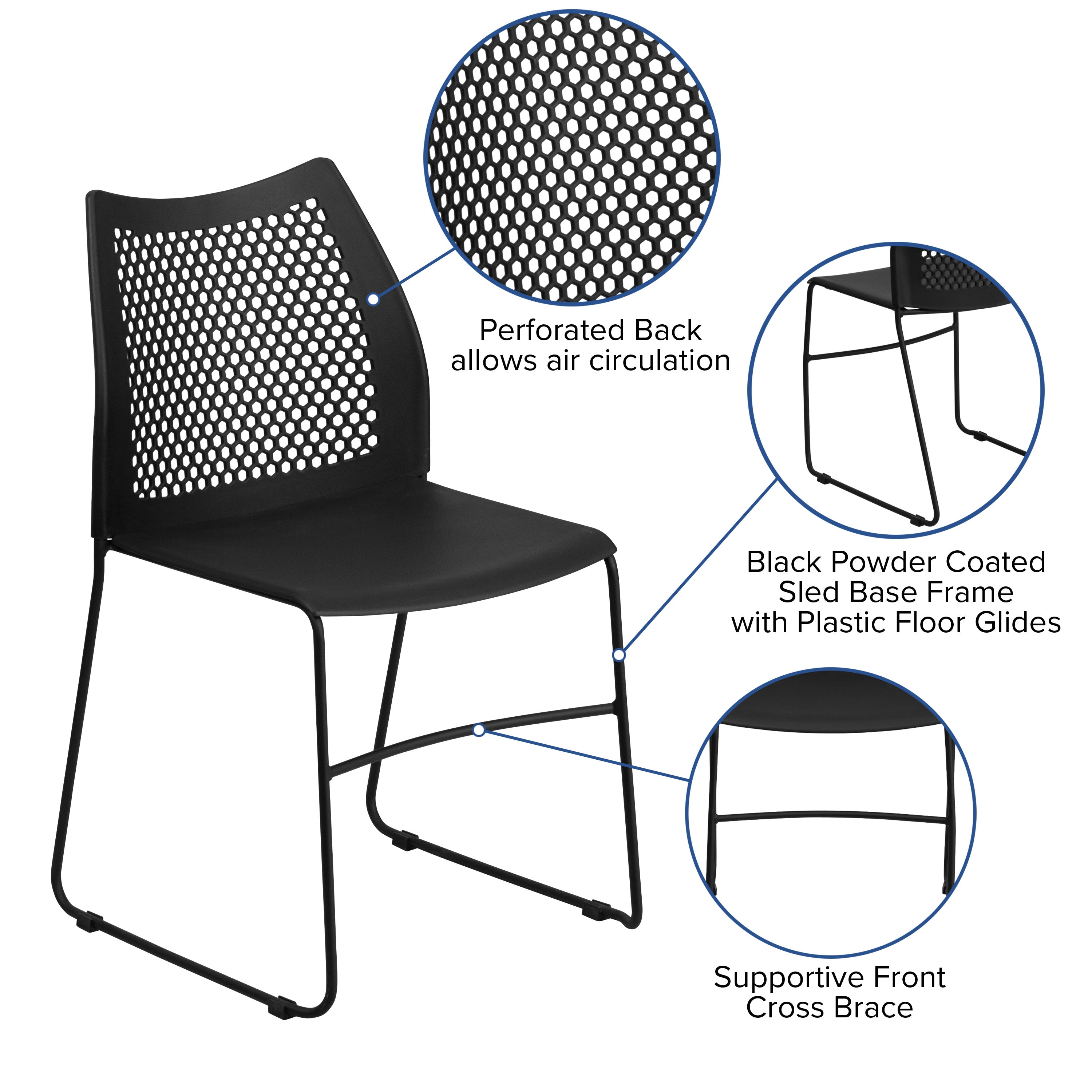 FLASH HERCULES Series 300 kg Capacity Sled Base Stack Chair