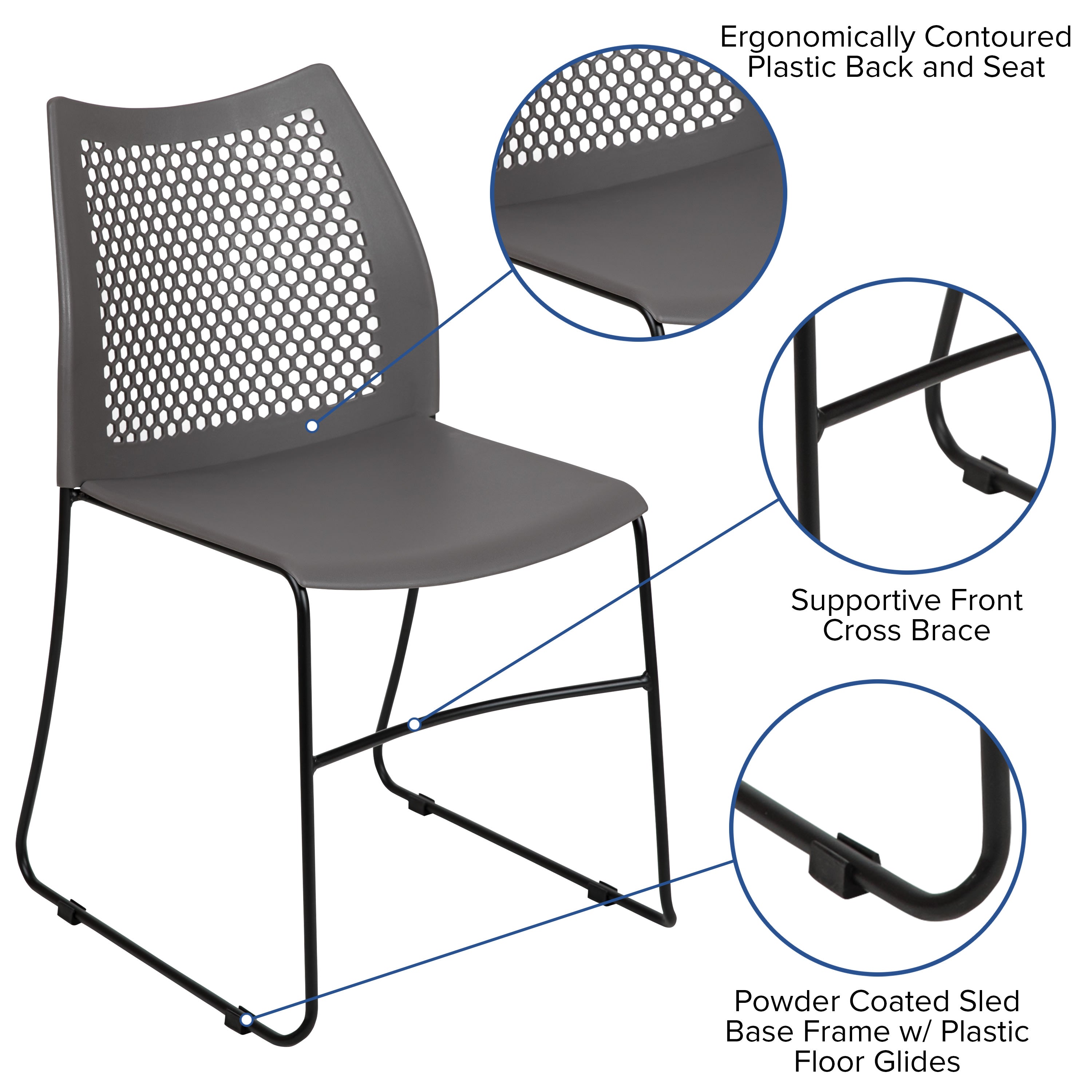 FLASH HERCULES Series 300 kg Capacity Sled Base Stack Chair